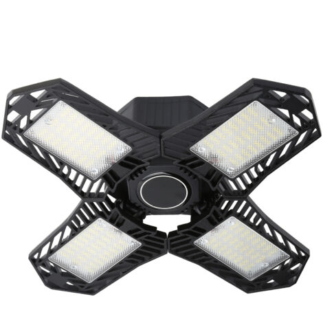 80-W-LED-Garagenleuchte mit 137 LEDs, verstellbare 5-flammige Werkstattleuchte, E27/E26, 85–265 V, Schwarz