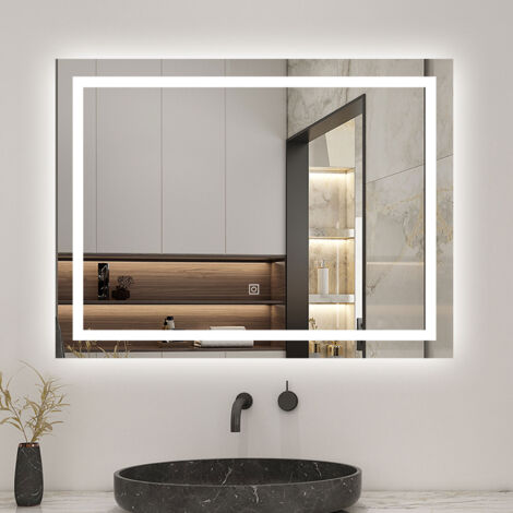 80 x 60 cm Specchio LED con funzione antiappannamento, interruttore a sfioramento, luce regolabile