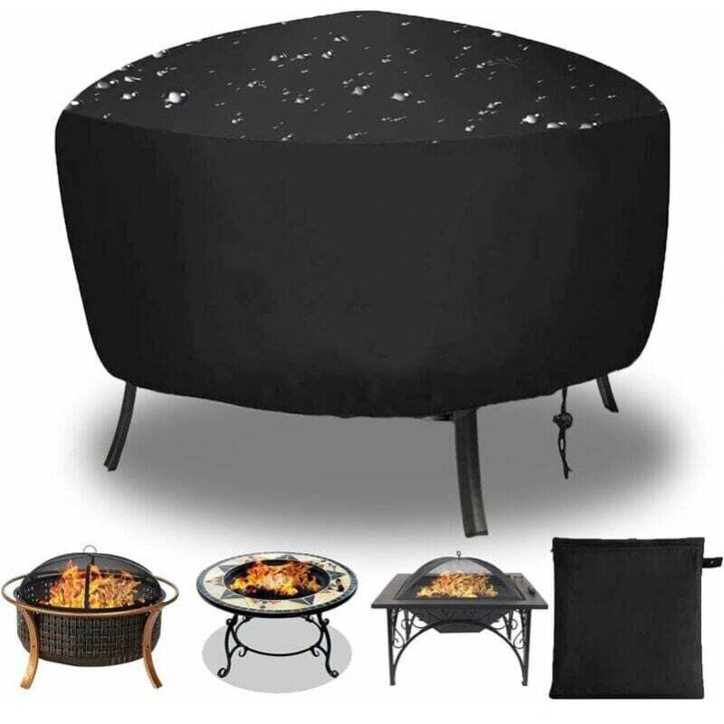 80 x 65 cm Housse de protection pour brasero rond, cordon de serrage pour imperméable, coupe-vent, résistant aux UV, tissu Oxford pour four, table à