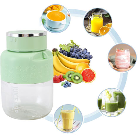 800 ml USB-wiederaufladbarer tragbarer Entsafter [Abnehmbares Modell ABS 1300mAh [5-Funktions-Entsafter/Mixer für Büro, Fitnessstudio und Reisen]