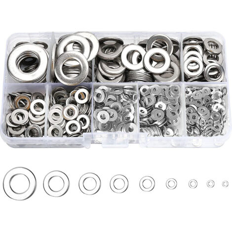 800 pezzi Rondelle in acciaio inossidabile, rondelle piatte rotonde di sicurezza per la manutenzione delle viti di tenuta - M2/M2.5/M3/M4/M5/M6/M8/M10/M12