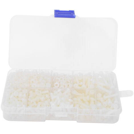 800 pièces M3 Écrou Rondelle Vis en Nylon Kit d'Assemblage Accessoires de Fixation Blanc