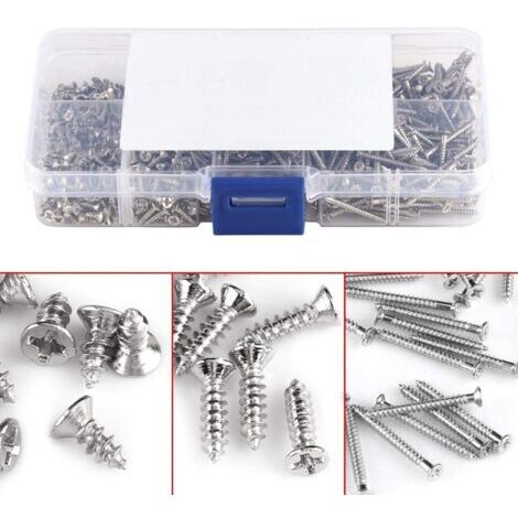 800 vis autotaraudeuses à tête plate M2, vis à tôle, marque Tek, avec boîte, tailles 4 mm à 20 mm