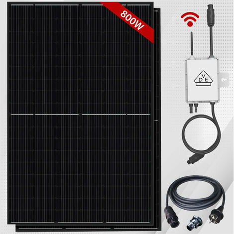 800 W Balkonkraftwerk 600 W Solaranlage Steckerfertig WIFI Smart Mini-PV Photovoltaik Anlage 600 Watt genehmigungsfrei, Full Black