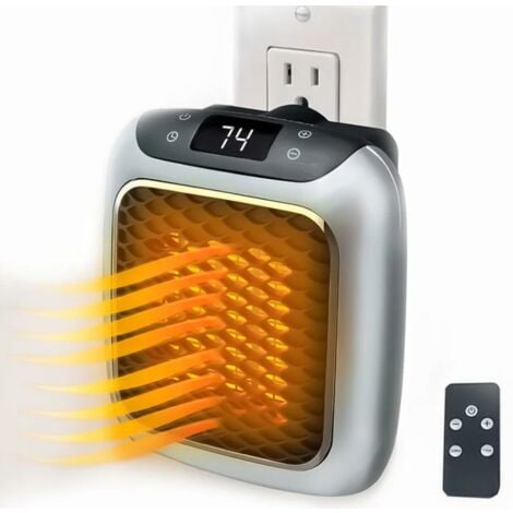 JUSCH 800 W intelligenter Keramik-Heizlüfter, Elektroheizung mit Wandsteckdose, Mini-Elektro-Heizlüfter mit Fernthermostat für Schlafzimmer, Büro, Wohnzimmer