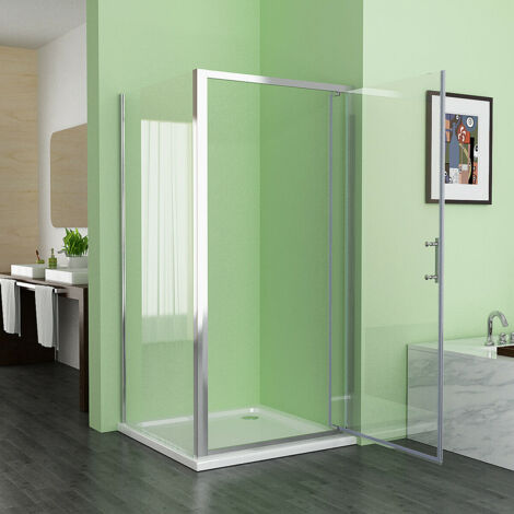 800 x 700 mm Pivot Shower Enclosure Door 6mm Easy Clean Glass Shower Cubicle with 700 mm Side Panel - No Tray