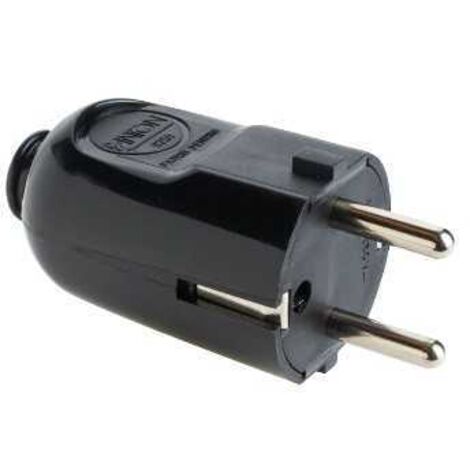 80071 Enchufe Recto Franco/Alemán 2P+T 16A Negro