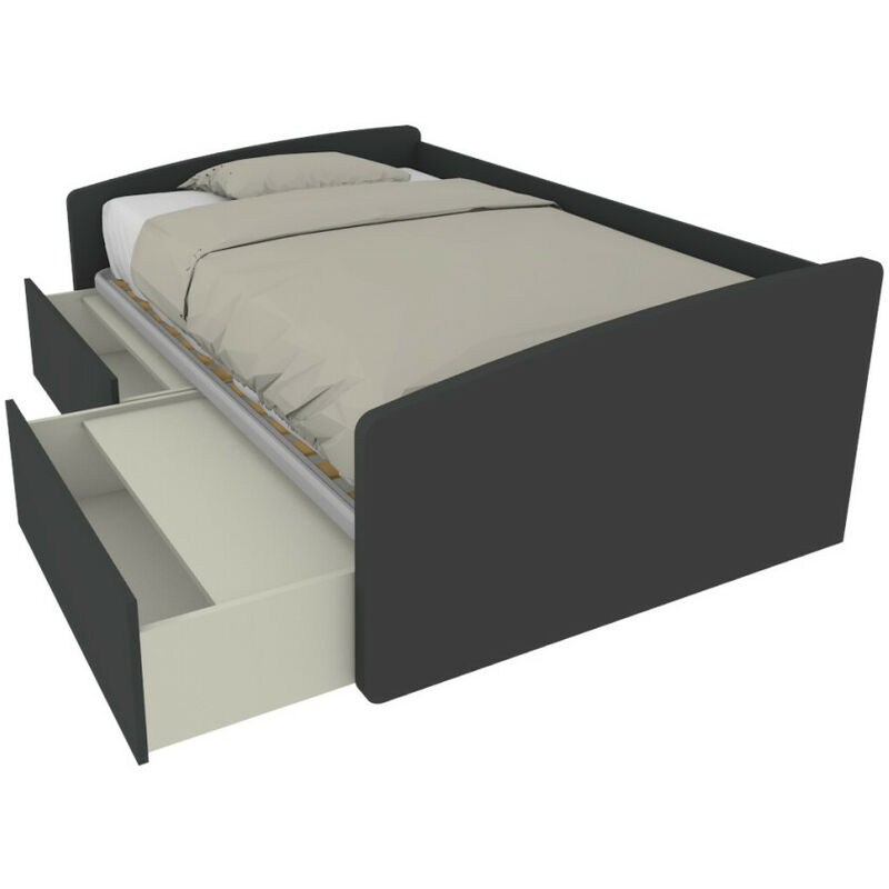800C - Canapé convertible 120x190 avec tiroirs coulissants - Basalto