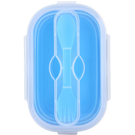 800ml Portable Silicone Folding Lunch Box Bento Boxes Food Container for Outdoor Travel PicnicBlue