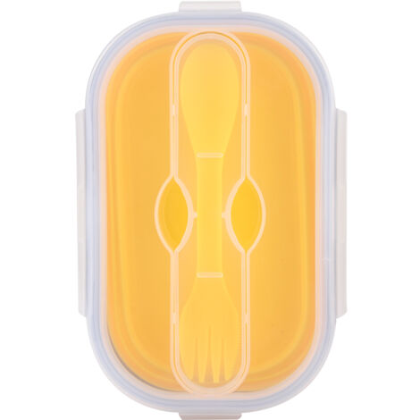 800ml Portable Silicone Folding Lunch Box Bento Boxes Food Container for Outdoor Travel PicnicYellow
