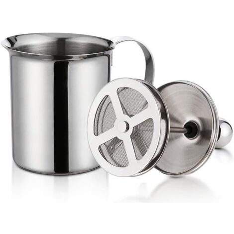 (800ml)Mousseur à Lait Manuel Inox,400 / 800ml Mousseur à Lait Double Maille Mousse Mélangeur pour Café Latte Chocolat Chaud Cappuccino