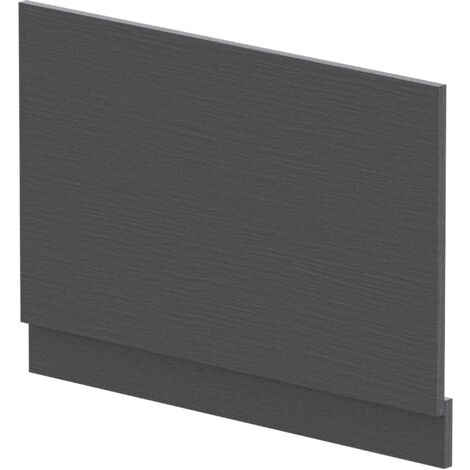 800mm Edge/Power Straight End Bath Panel & Plinth - Textured Woodgrain Graphite Grey