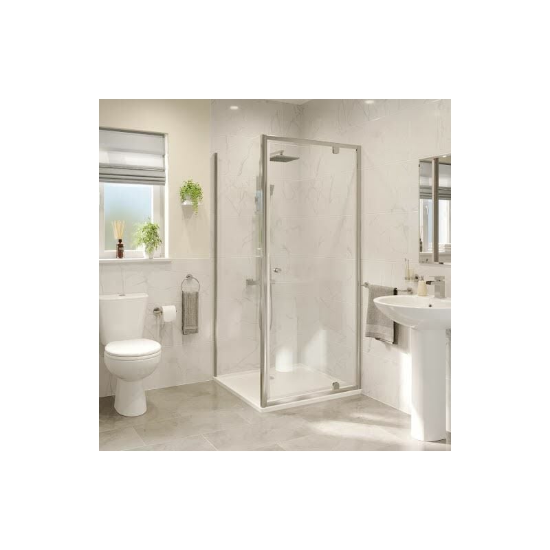 800mm Pivot Shower Door Screen Enclosure Panel Framed 4mm Glass Low Profile Tray - Clear