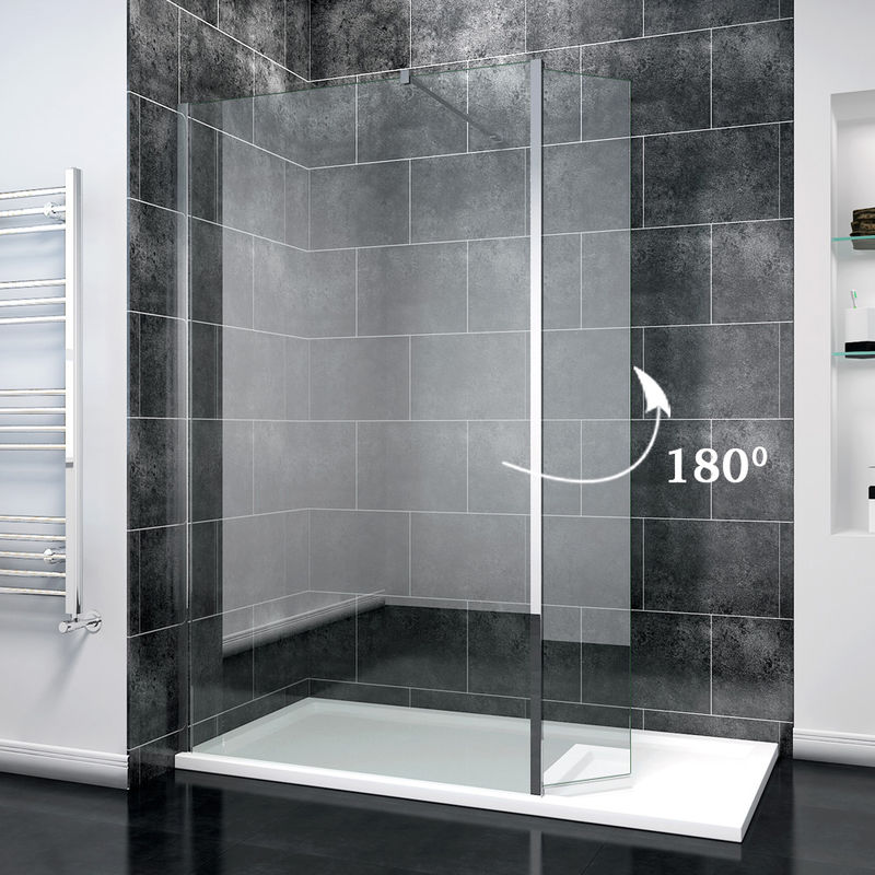 800mm Walk In Shower Enclosure 8mm Easy Clean Glass Wet Room Screen Panel With 1400 X 800 Mm Shower Tray And 300mm Return Panel