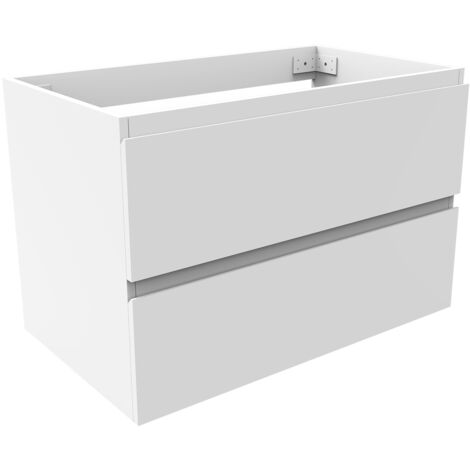 800mm Wall Mounted Bathroom Vanity Unit without Basin Matt White 2 Soft Close Drawers - Flat Pack