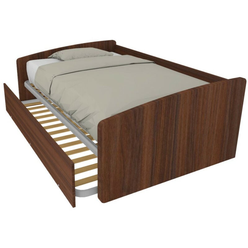 800R - Petite chambre 120x190 1 et demi avec deuxième lit gigogne - Noyer Canaletto