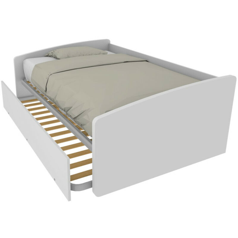 800R - Petite chambre 120x190 1 et demi avec deuxième lit gigogne - blanc