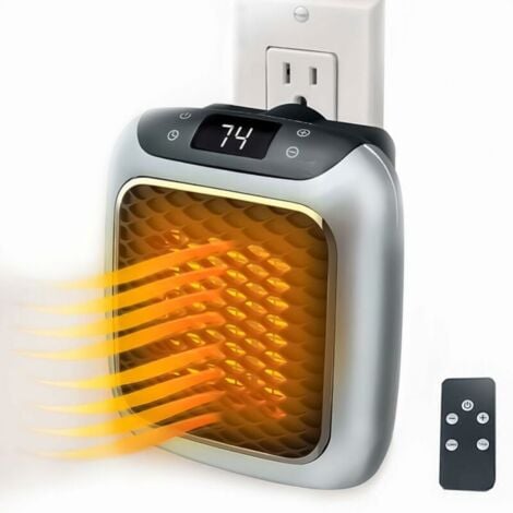 800W Smart Ceramic Fan Heater, Electric Heater with Wall Plug, Mini Electric Fan Heater with Remote Thermostat for Bedroom, Office, Living Room