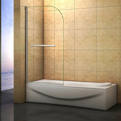 800x1400mm 180 Pivot Shower Bath Screen Tempered Glass Door Panel with Towel Rail