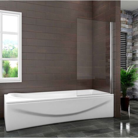 800x1400mm Bath Shower Screen Bathroom Square Pivot Chrome Reversible Frameless Glass Panel