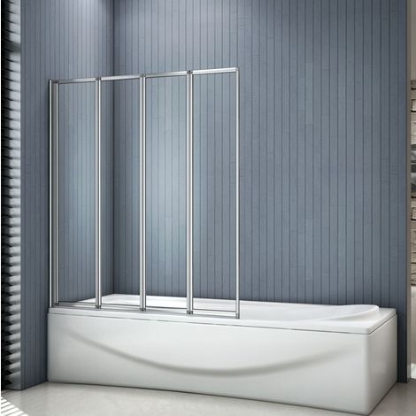 AICA SANITAIRE 800x1400mm Eletro off white( not pure white/ not chrome) framed 4 Folding Pivot Shower Bath Screen