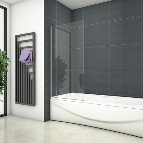 AICA SANITAIRE 700x1400mm Height Corner Fixed Bath Shower Screen Over Bath Square Cut