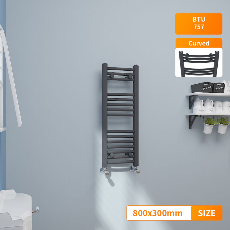 Image of 800x300mm Anthracite Curved Heated Towel Rail&hellip;