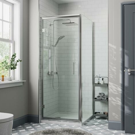 1100x760mm Shower Enclosure Walk In Wet Room Screen Easyclean Glass Panel+Tray Q