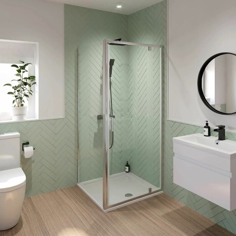 800x900 Pivot Shower Door Side Panel Enclosure Bathroom 6mm Safety Glass Framed - Clear