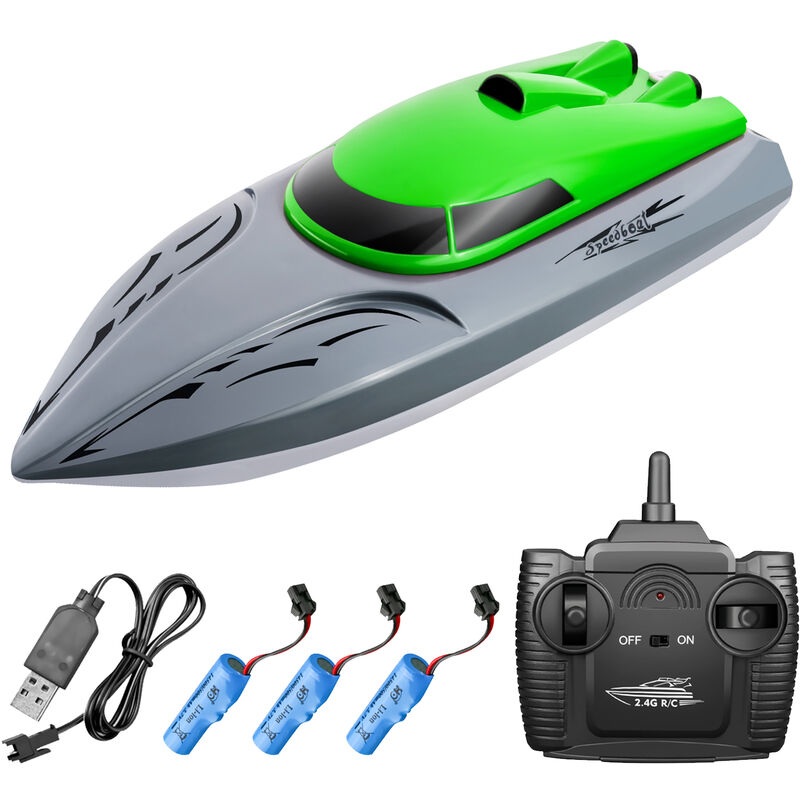 

806 2.4G RC Barco Barco de control remoto 20 KM / h Juguete impermeable de alta velocidad Barco RC Barco de carreras Regalo para ninos,Verde, verde 3