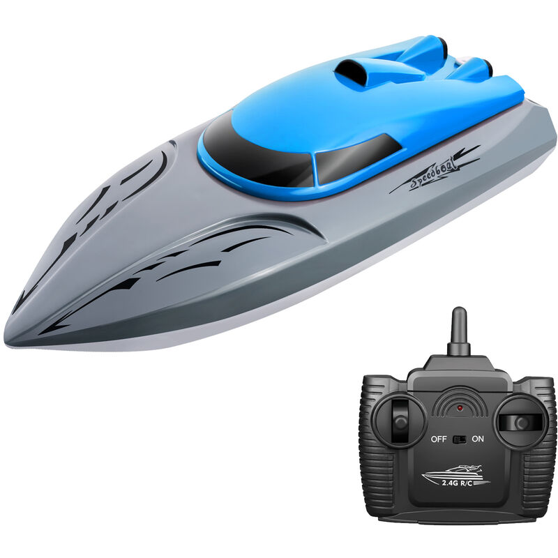 

806 2.4G RC Barco Barco de control remoto 20 KM / h Juguete impermeable de alta velocidad Barco RC Barco de carreras Regalo para ninos, Bateria azul,