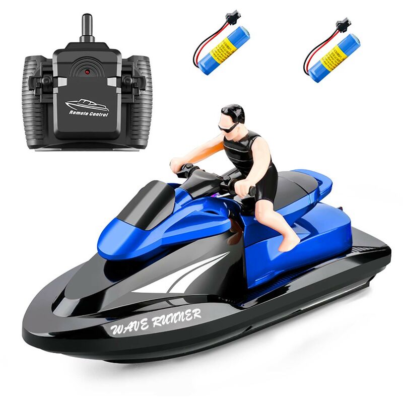 

809 RC Barco a motor Barco RC Barco de control remoto de alta velocidad para piscinas Lagos 2,4 Ghz Juguete impermeable para ninos y ninas, Azul,