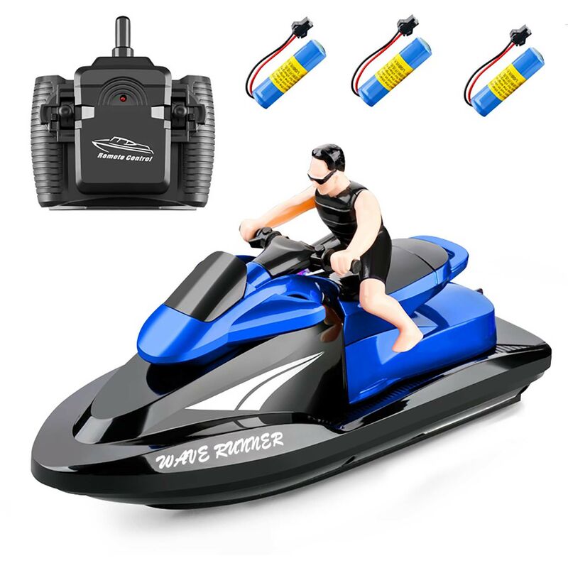 

809 RC Barco a motor Barco RC Barco de control remoto de alta velocidad para piscinas Lagos 2,4 Ghz Juguete impermeable para ninos y ninas, Azul,