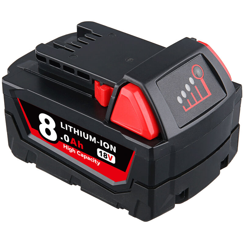 Pdstation - Batterie Lithium-Ion 8.0Ah compatible avec les outils Milwaukee M18 18V M18 M18B6 M18B5 48-11-1820 48-11-1850 48-11-1828 48-11-10