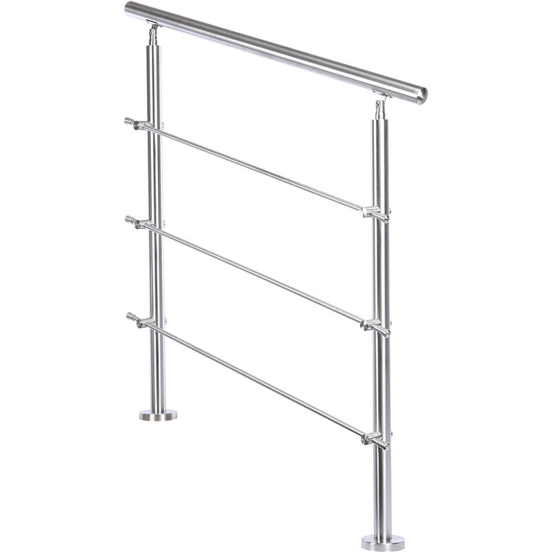 80cm Floor Mount Stainless Steel Handrail for Slopes and Stairs with 3 Crossbars