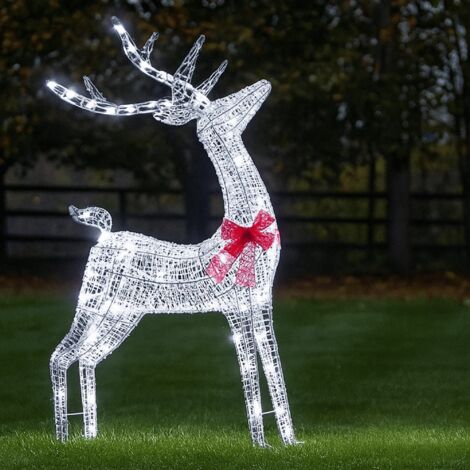 80cm Light up Silver Glitter Twist Christmas Reindeer with Cool White LEDs