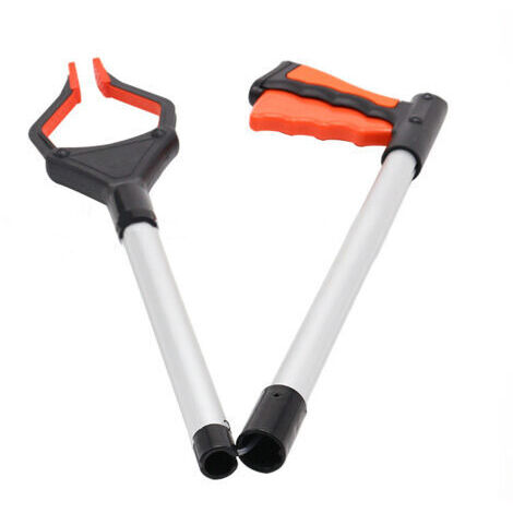 80cm Pince de Ramassage Pliable, Ramasseur de Déchets de Jardin Extensible de 32 Pouces, 90° Tête rotative, Mâchoire Antidérapante, Tuyaux en Aluminium, Poignée en Caoutchouc Confortable（orange）