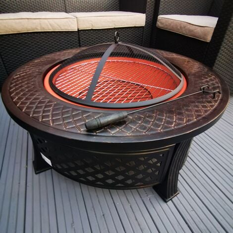 main image of "80cm Tall Outdoor Garden Patio / Log Burner / Fire Pit BBQ - Copper Effect Bowl"