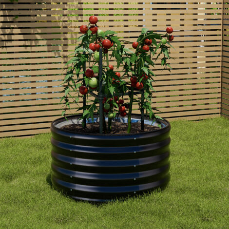 80cm W Gardens Plan Round Galvanized Steel Raised Garden Bed