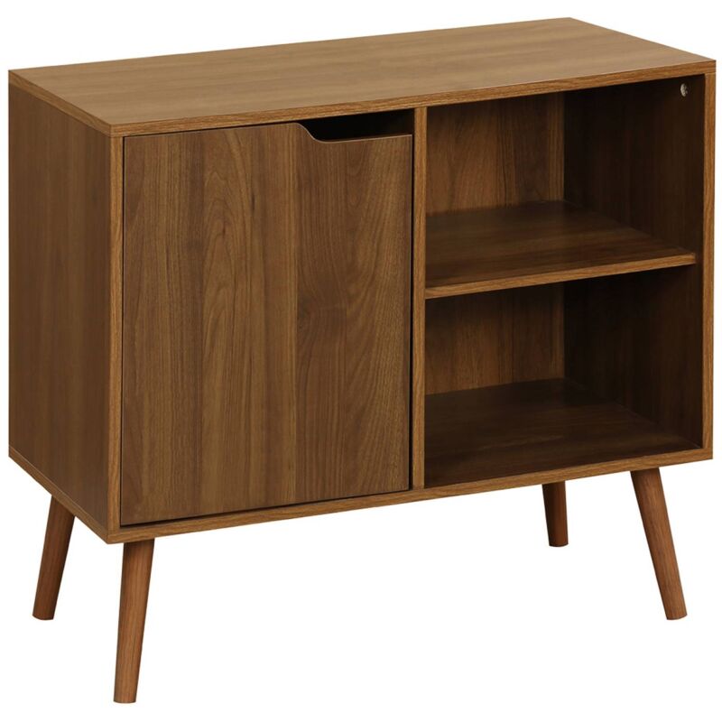 Sweeek - 80cm walnut-effect sideboard with 2 shelves, Nepal, Walnut, 80x39x69 cm