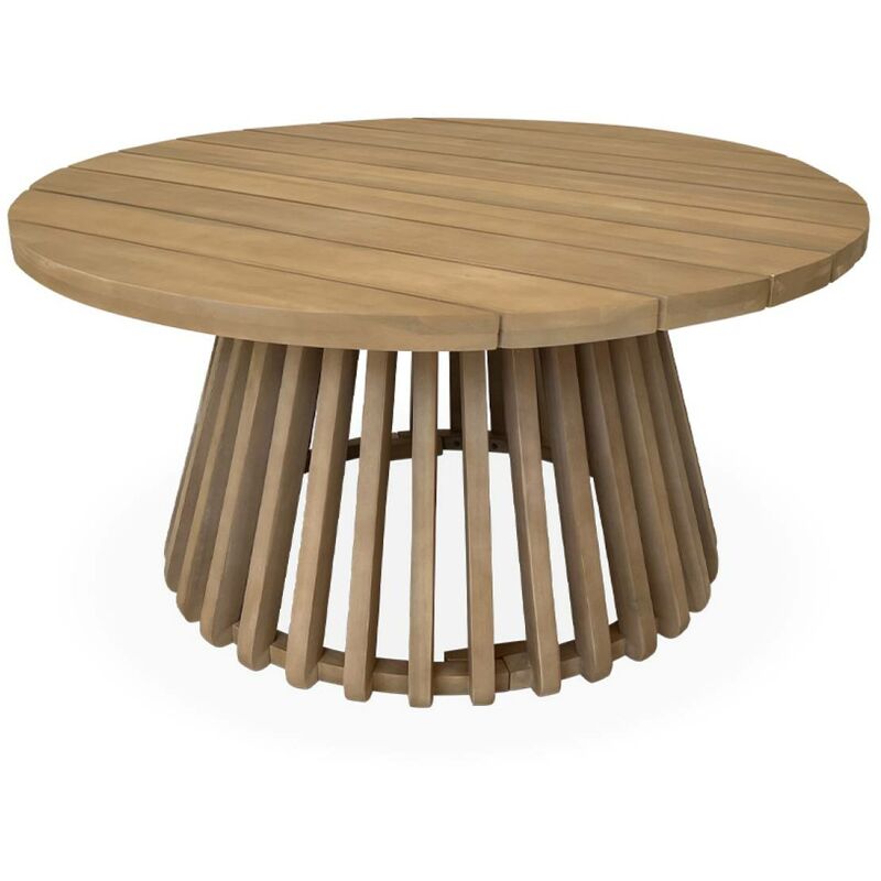 Sweeek 80cm Wooden Coffee Table, Indoor/outdoor, Oviedo, Natural, 80x80x40 Cm