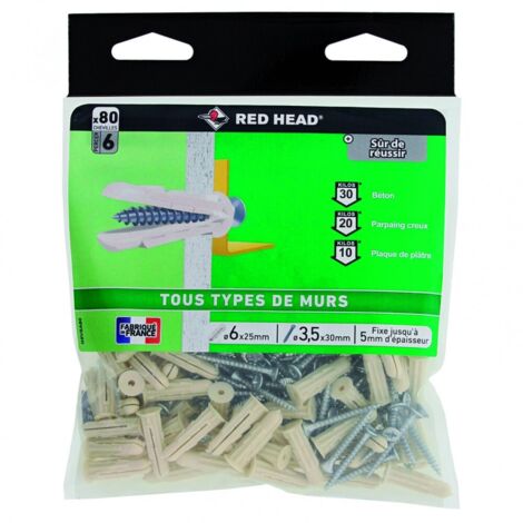 80er-Pack Grapex G6VSA80 Spreiz- oder Verriegelungsanker und Schrauben Red head