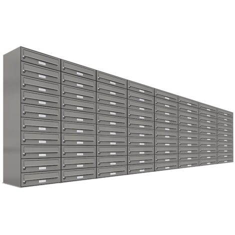 80er Premium Briefkasten Aluminiumgrau RAL Farbe 9007 für Außen Wand Postkasten