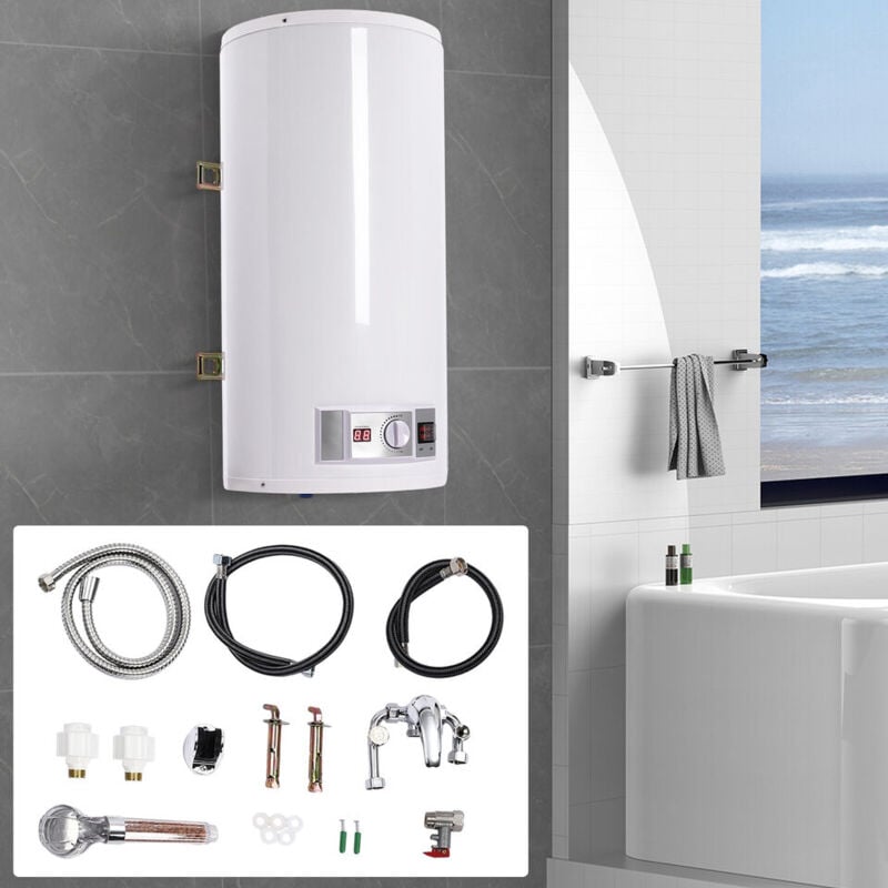 80L 2000W Chauffe-eau électrique mural Chauffe-eau blanc 25-75°C