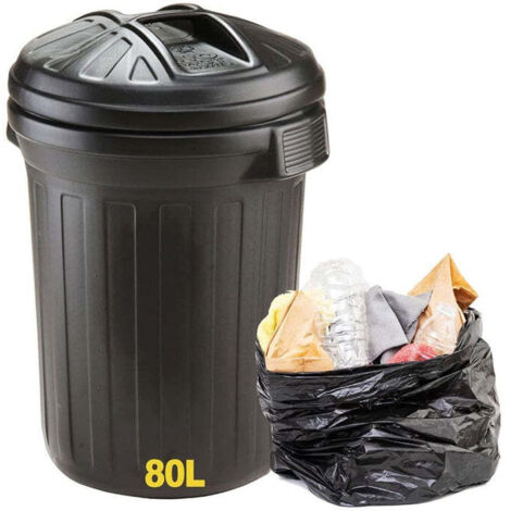 80L Large Capacity Indoor Outdoor Heavy Duty Shatterproof Refuse Rubbish Bin With Lid