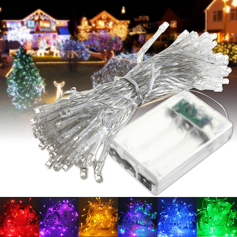 

80LED Baterías Alimentado Navidad Boda Fiesta Cadena Luz de hadas Lámpara intermitente Bombilla Decoración navideña Vacaciones al aire libre 4.5V