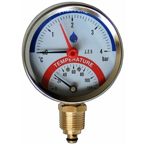 80mm 10 bar manomètre de température entrée latérale 120c 1/2 thermomanomètre