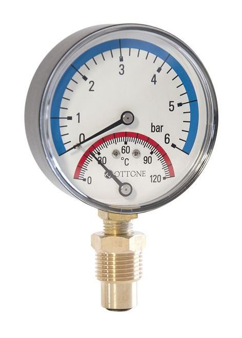 80mm 1,6bar 120C Thermo Pressure Gauge 1/2' inch Side Entry Thermomanometer