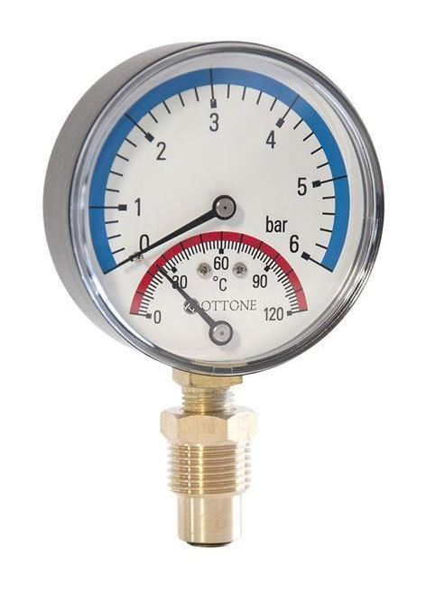 80mm 2,5bar 120C Thermo Pressure Gauge 1/2' inch Side Entry Thermomanometer