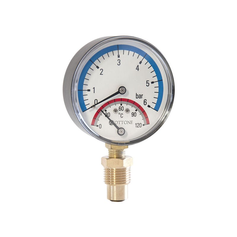 Ottone - 80mm 2.5bar 120C thermomètre à entrée latérale 1/2' Inch